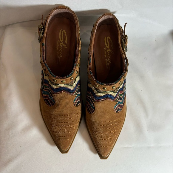 SBICCA Sz 8 Slip On Western Stacked Heel Country Shooties Pointy Toe Shoes NEW - Picture 3 of 9